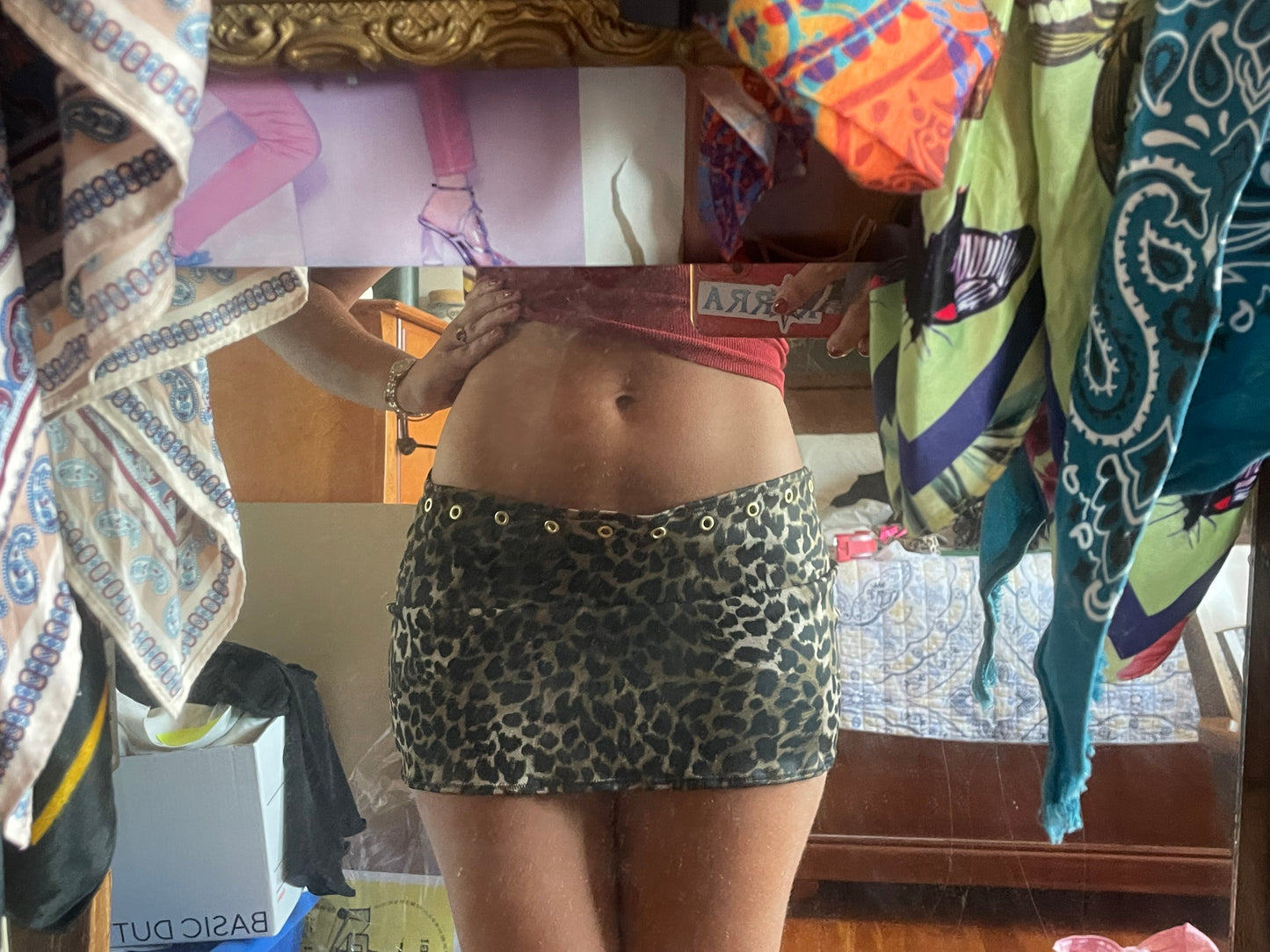 Cheetah Grommet Mini Skirt