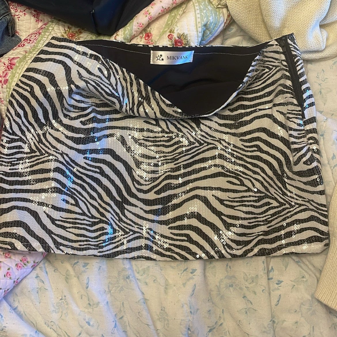 Zebra Sequin Mini Skirt